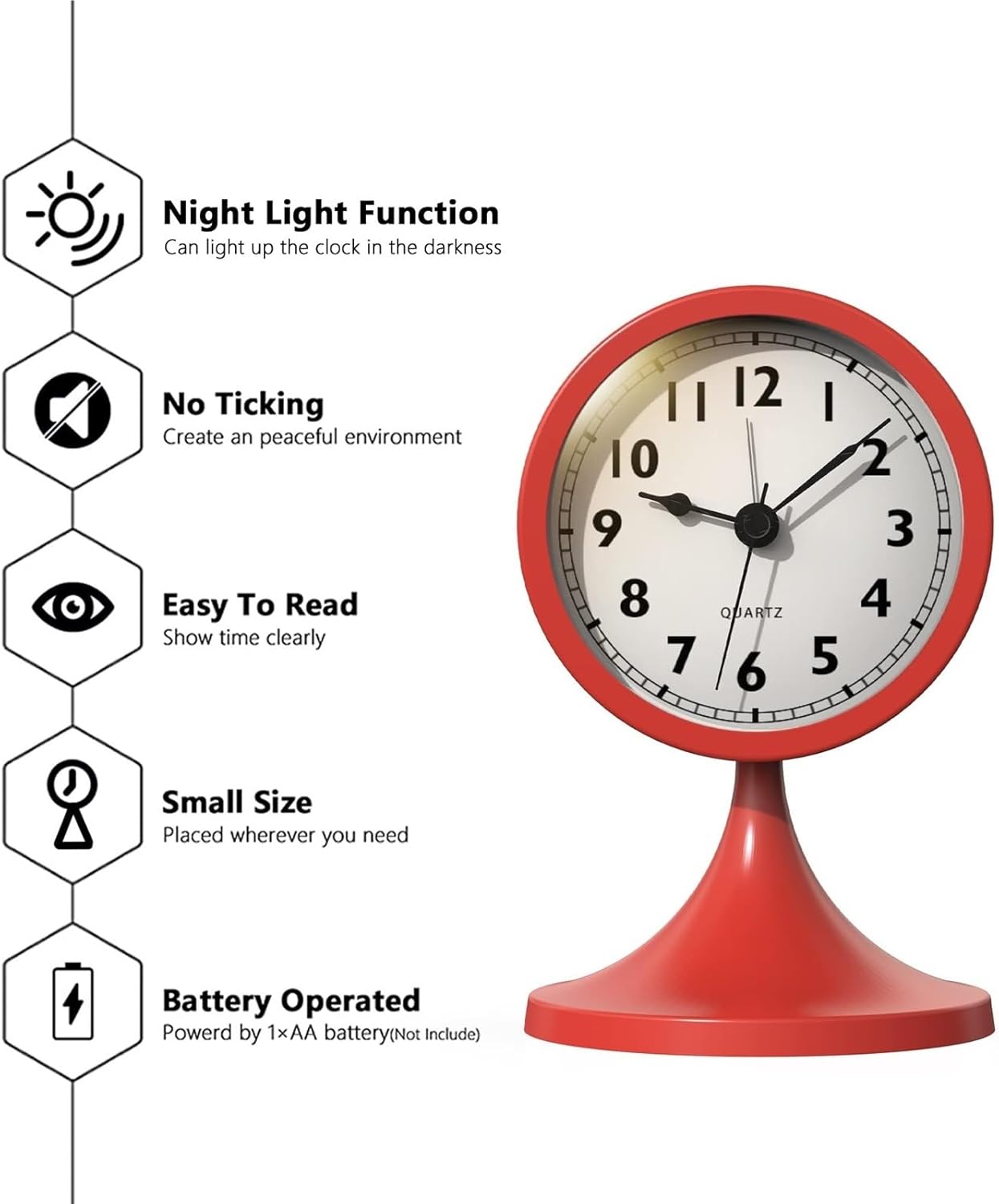 Mantel Clock Cute Clock Retro Table Slient Metal Desk for Living Room Decor Bedside Shelf Living Room Decorative