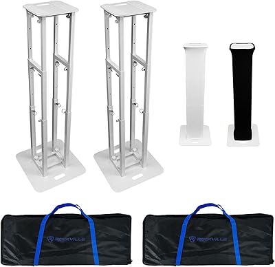 2 Rockville RTP-GO Portable Collapsible DJ Totem Light/Speaker Stands+Bags+Scrim