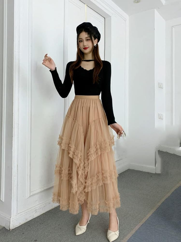 Amazon.com: Women Tulle Skirt Women Midi Long Skirt High