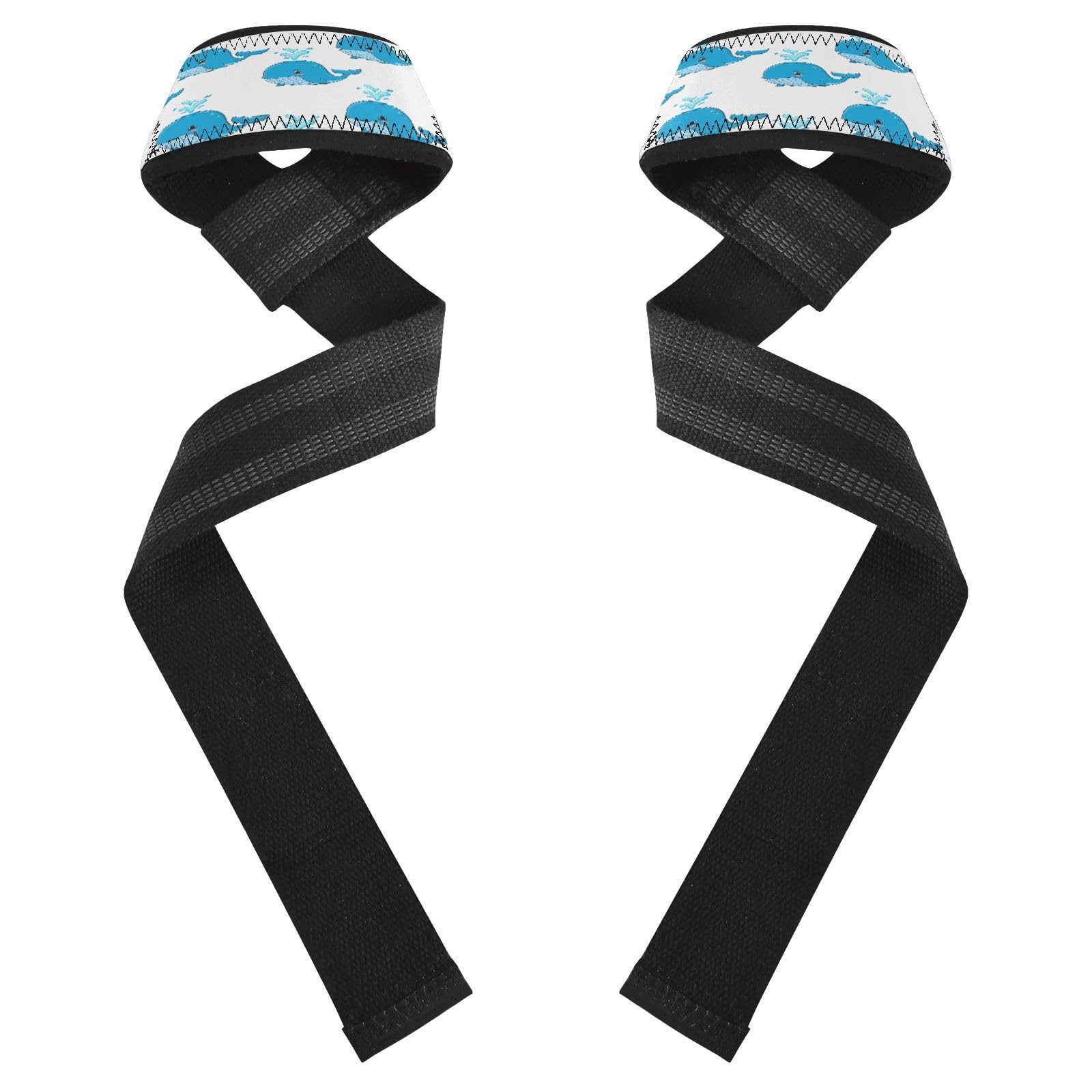 STAYTOP Cute Cartoon Blue Whales Wrist Straps for Weightlifting,Lifting Straps with Neoprene Cushioned Wrist Padded and Anti-Skid Silicone for Strength Training,Bodybuilding,Deadlifting