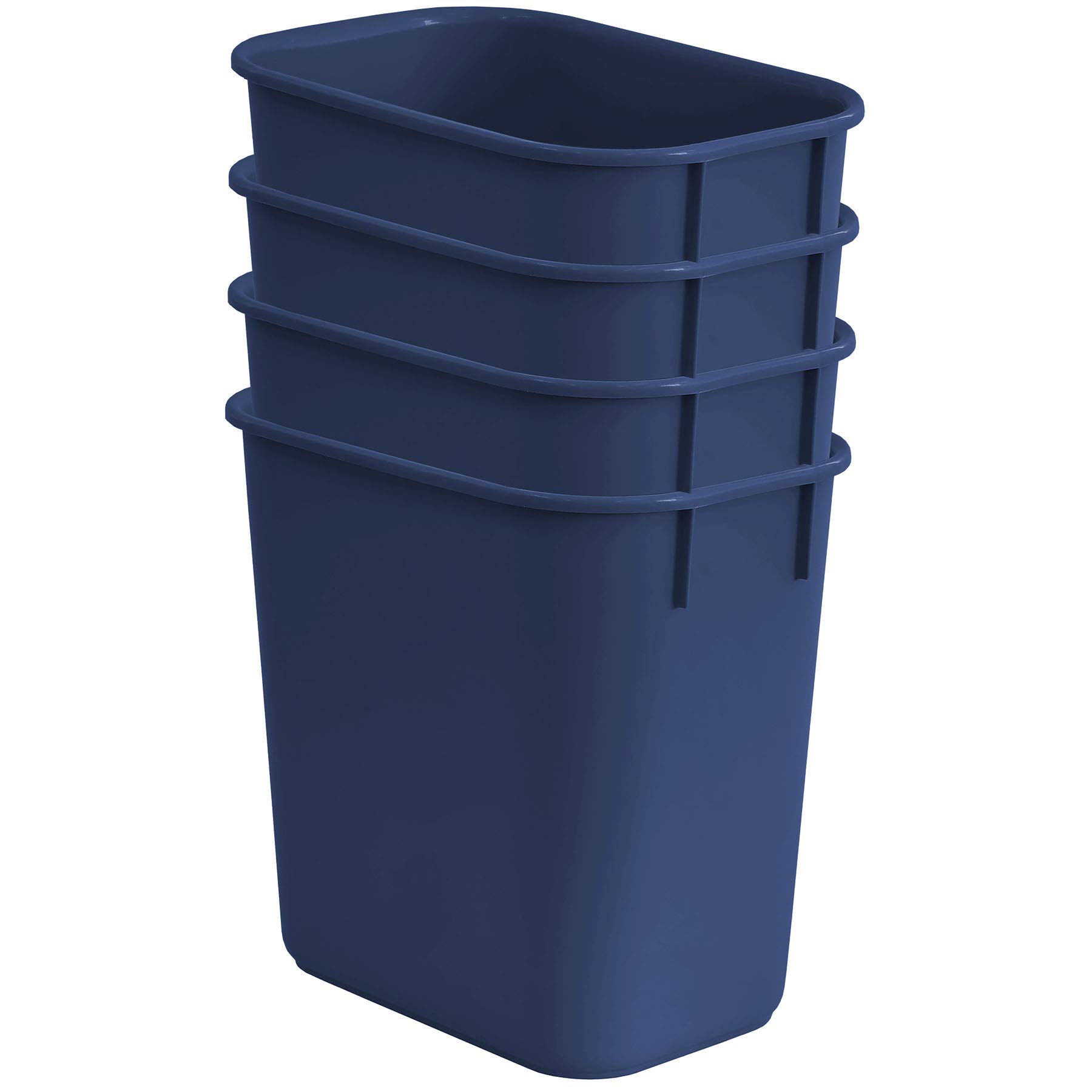 Acrimet Papelera, Cubo para el escritorio, 3.25 galones / 13 cuartos / 12 litros (plástico) (color azul) (conjunto de 4)