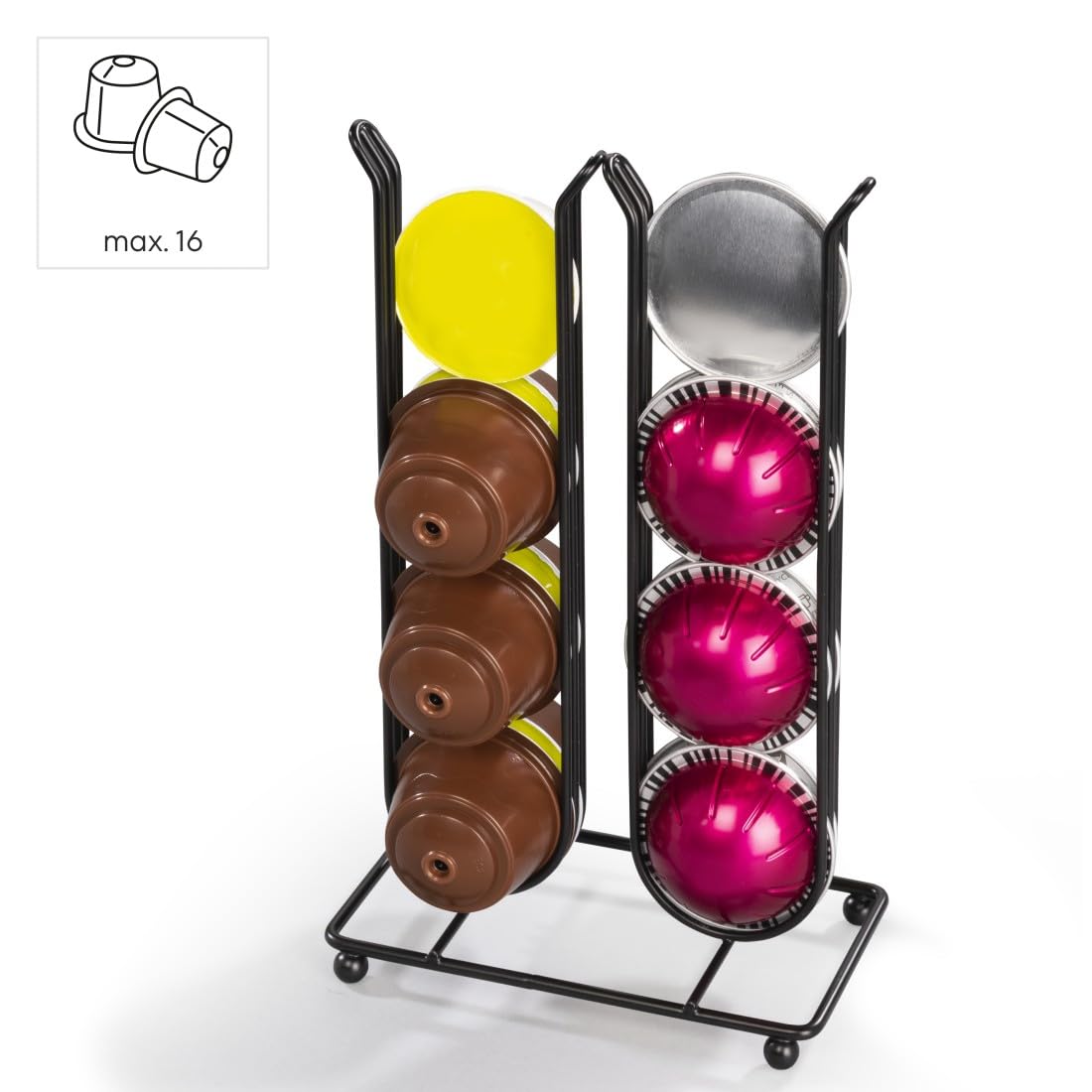 Xavax Stojak na kapsułki do kawy Nescafé Dolce Gusto / Nespresso Vertuo ( uchwyt, do kapsułek z kawą, dozownik, metalowy, na 16 kapsułek ) czarny
