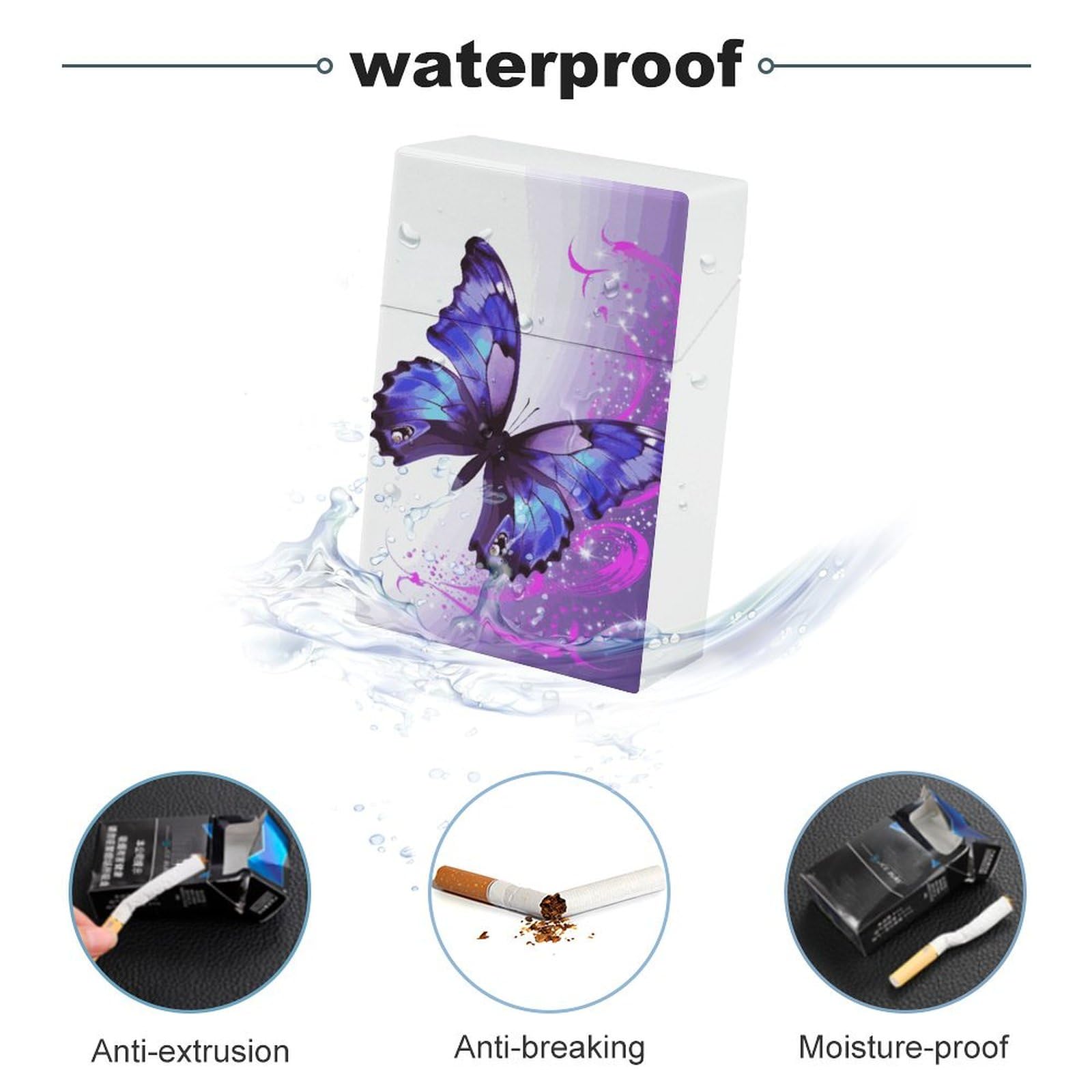 Amazon.com: Purple Butterfly Cigarette Case Normal Size Cigarette Holder  Case Skul Style Box 20 Capacity Women and Men Perfect for Roll Your Own  Cigs : Health & Household