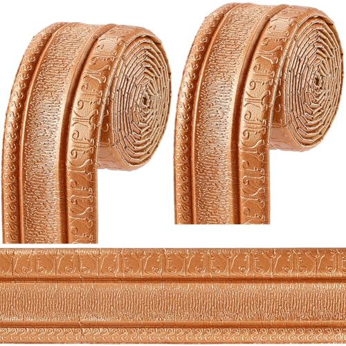 Image of GORGECFAFT 2 Rolls 91x3 Inch Chocolate 3D Wall Edging Foam Flexible Wallpaper Border Crown Molding Peel and Stick Mirror Edging Frame Lines Wall Base Ceiling Baseboard for Home DIY Furniture Decor