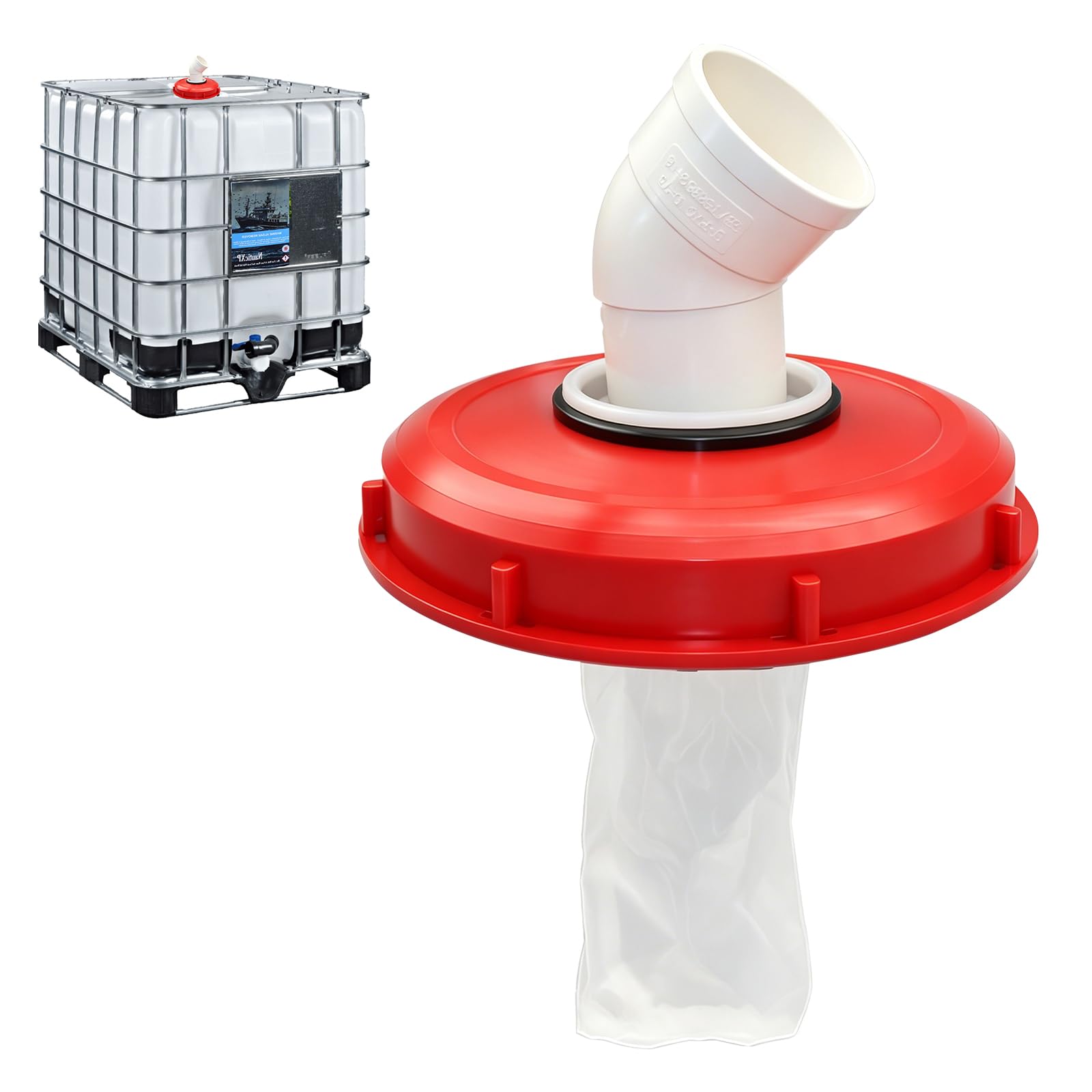 Filtre de couvercle IBC 45° IBC - 165 mm - En nylon - Lavable - Accessoire pour réservoir d'eau de pluie DN 150 (245 mm)