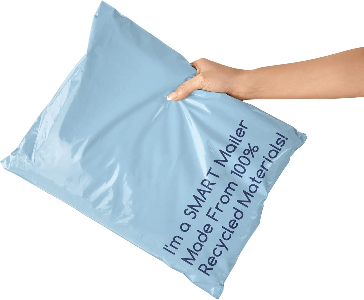 200 Count, 10x13 inch 100% Recycled Poly Mailers Eco Friendly Packaging Envelopes Supplies Mailing Bags 2.5 Mil Thick - SMART Mailer