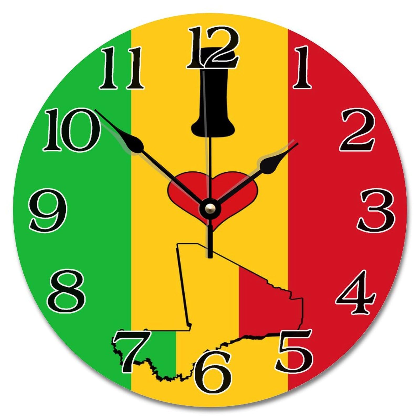 Horloge murale Mali en bois de 25 cm pour un salon rustique