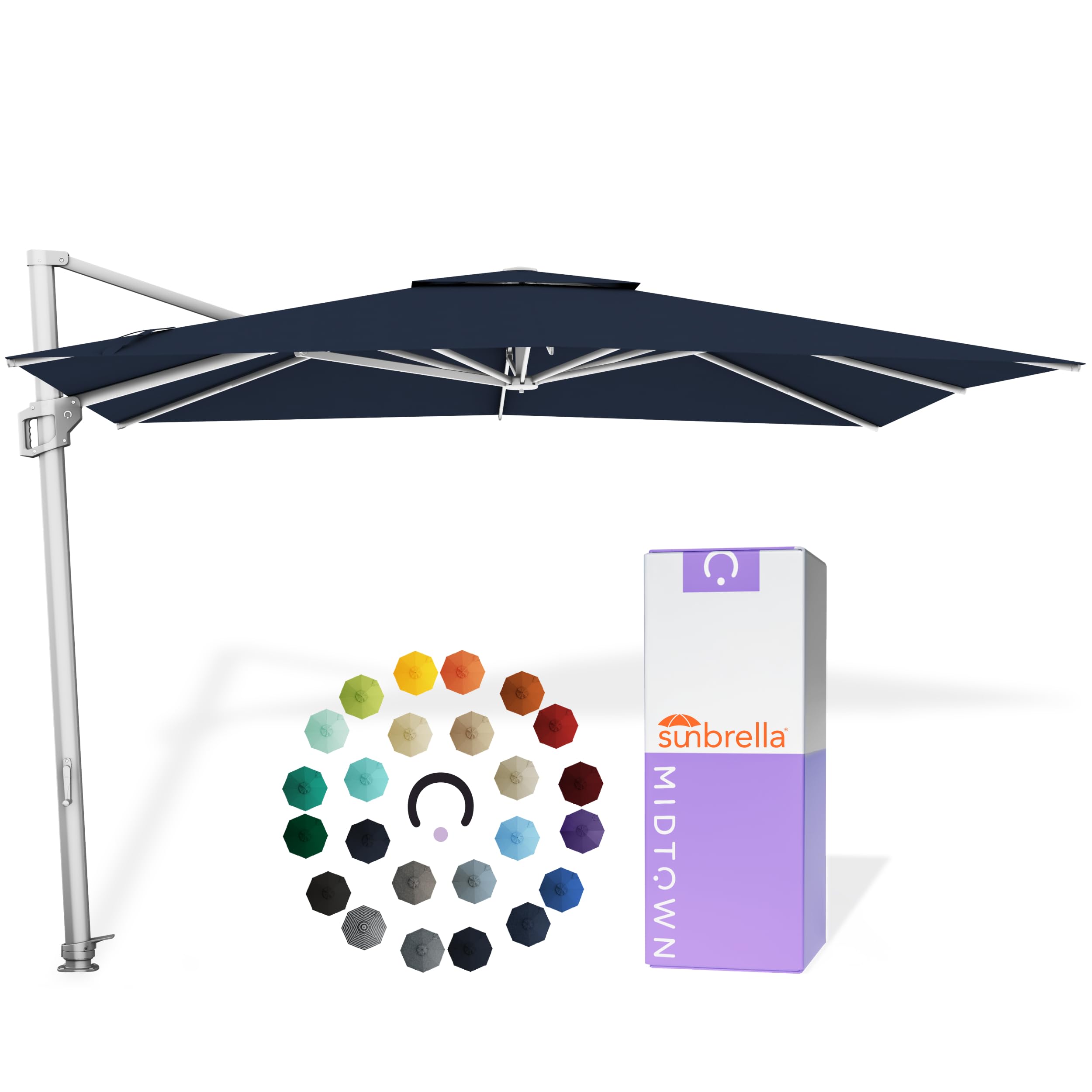 Midtown Umbrellas Grande Square - 9 x 9 Ft Cantilever Umbrella