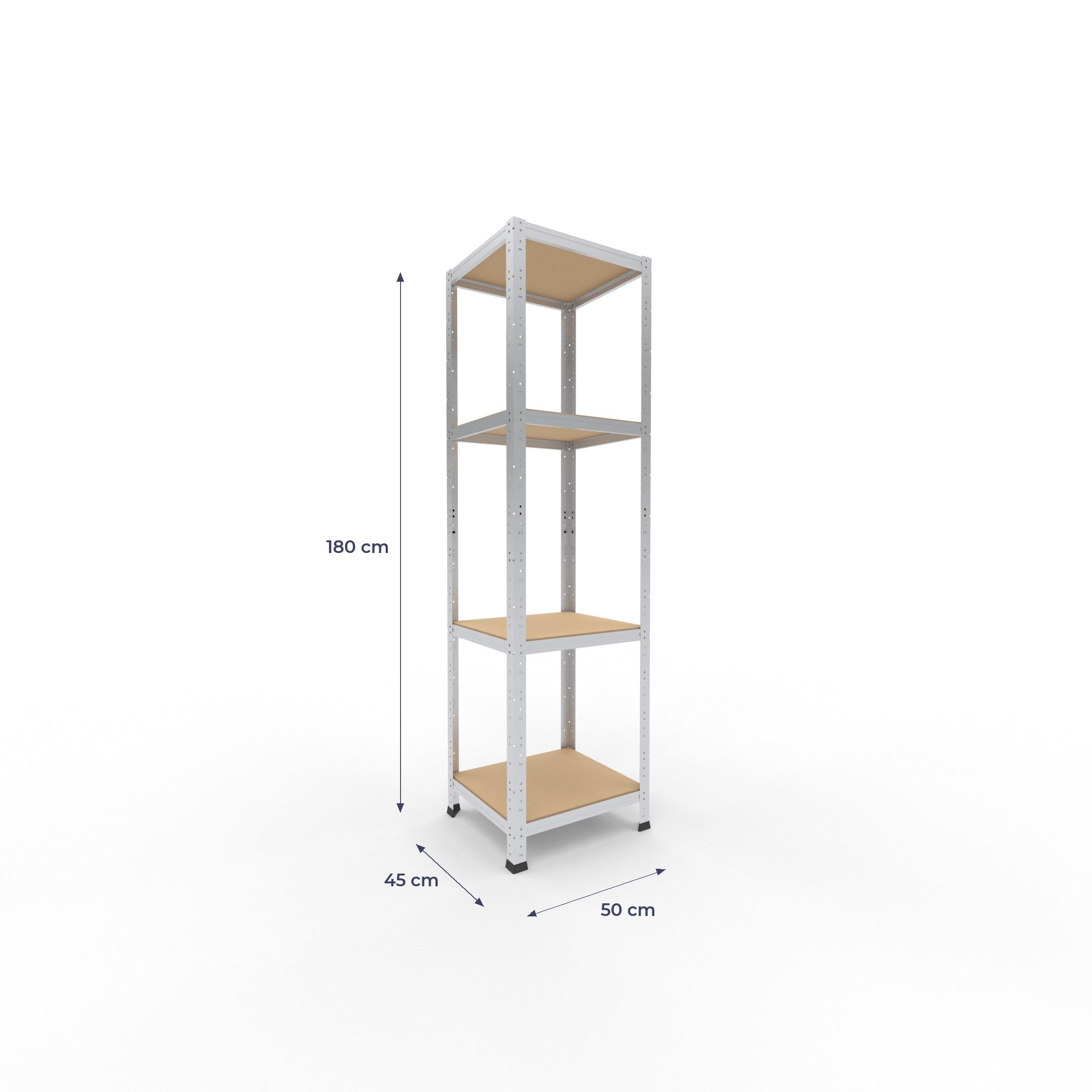 shelfplaza Home 180x50x45cm Schwerlastregal verzinkt mit 4 Böden x 175kg | Kellerregal · Lagerregal · Metallregal · Regale für Kellerraum · Steckregal · Abstellraum Regal