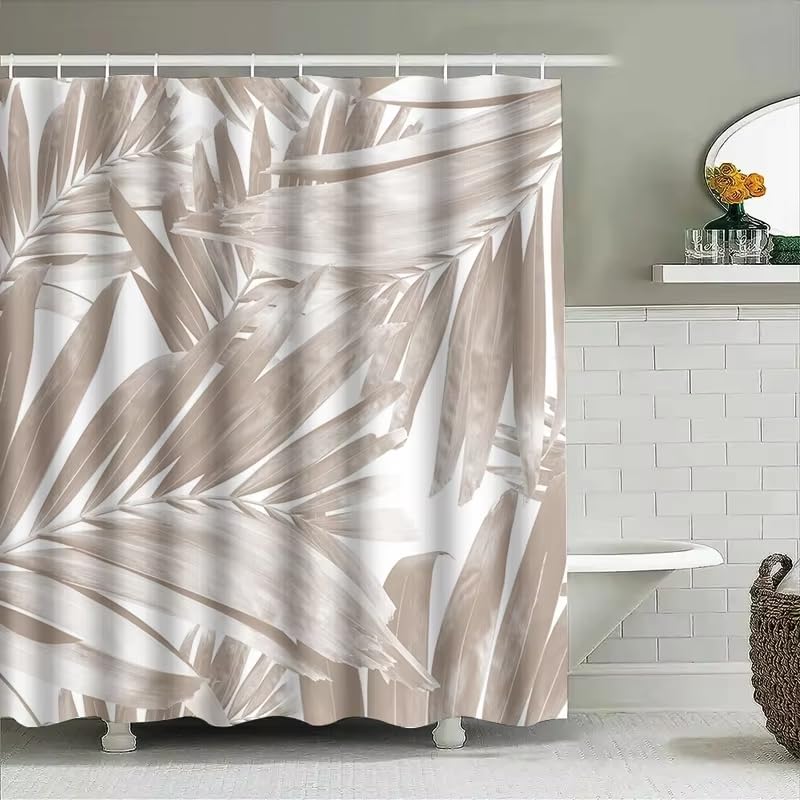 Rideau de douche vintage en tissu imperméable beige 130x230 cm