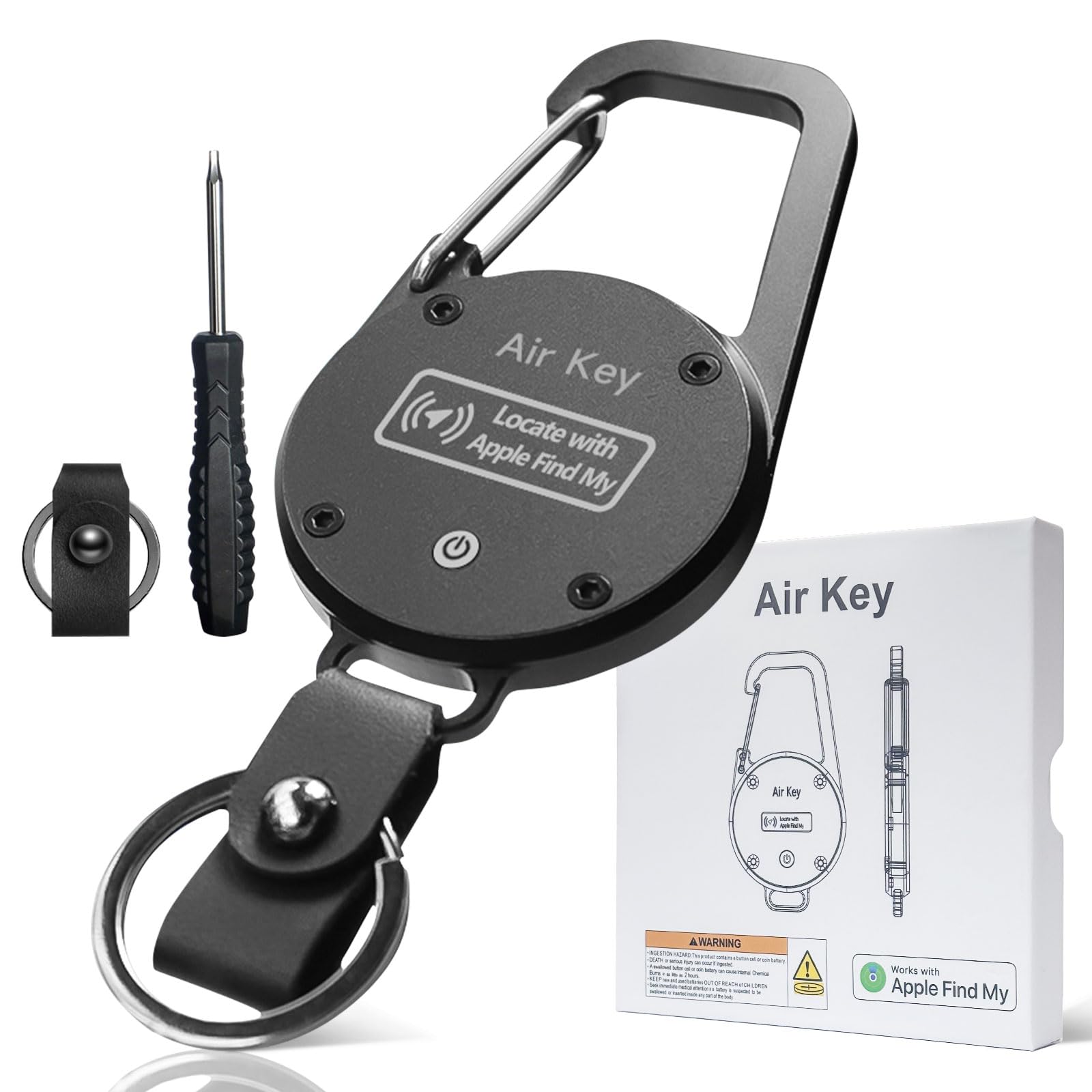 QEG Keychain, Key Finder Works with Apple Find My, llaveros para Hombres,Carabiner Car Key Chains with GPS Tracker, Anti-Lost Keyring Finder Locator,