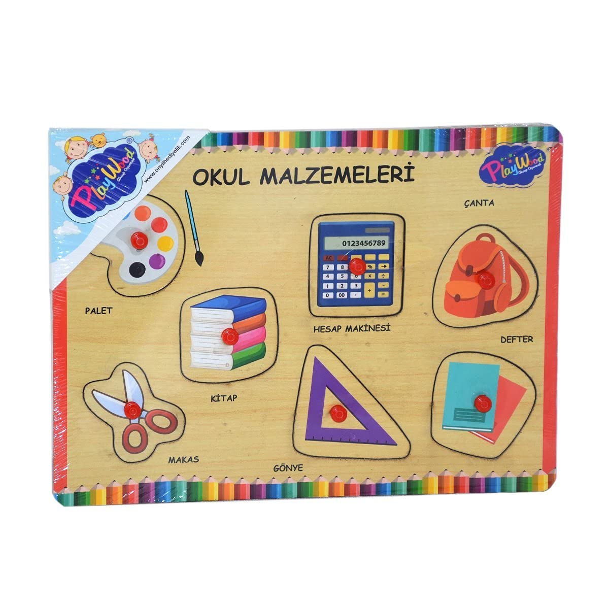 Playwood Ahşap Tutmalı Puzzle Okul Malzemeleri