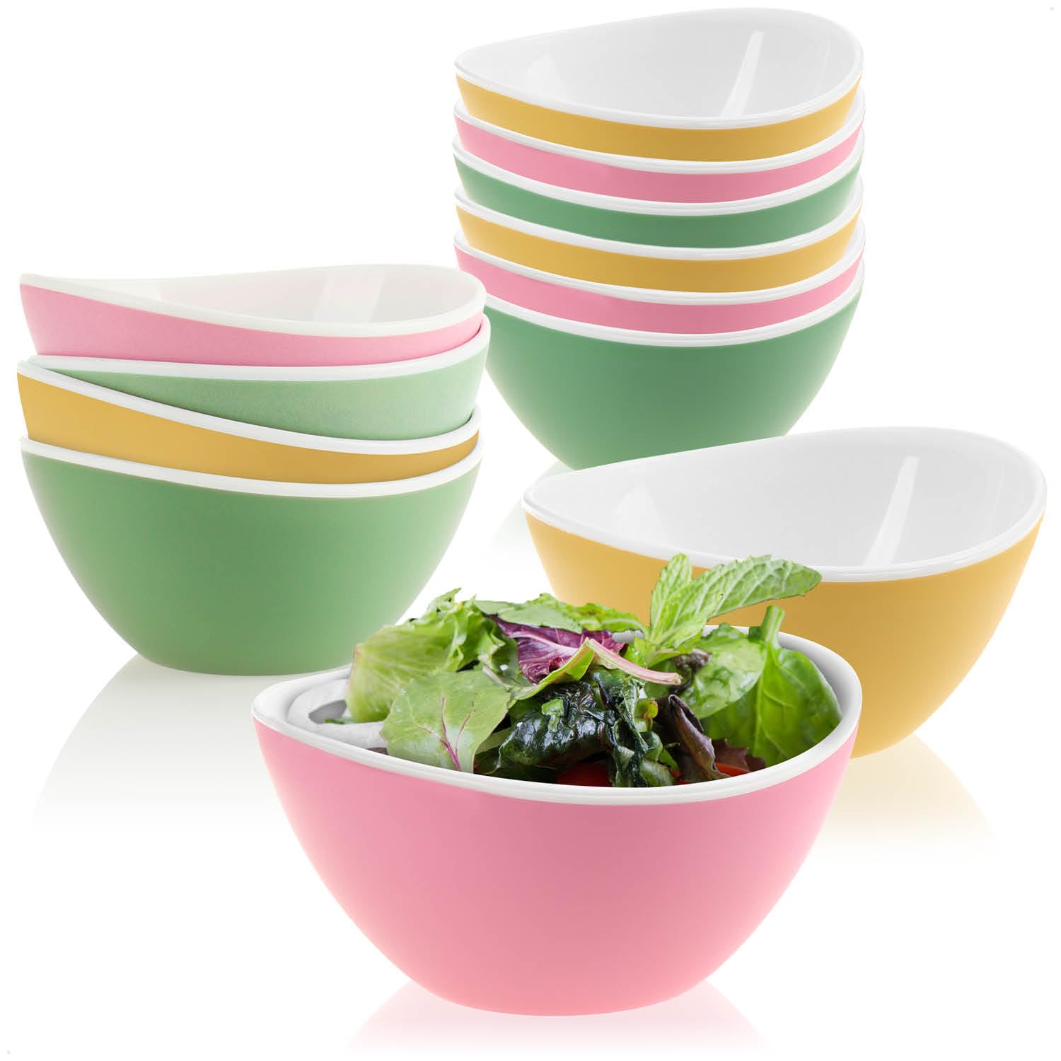 com-four® set da 12 ciotole per insalata, piccole ciotole in plastica per snack, frutta, noci e salse, decorative e lavabili in lavastoviglie