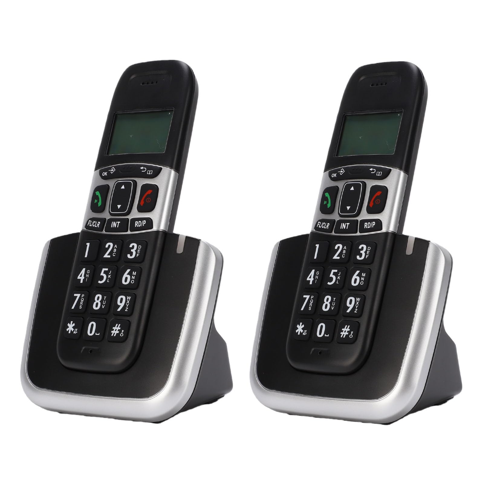 Denash Telefono Cordless, Telefono DECT 6.0 con Segreteria Telefonica e Vivavoce Full Duplex, Telefonico Domestico a 2 Ricevitori con Blocco Chiamate (Spina europea)