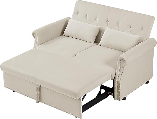 Miniatura 11 de Sofá futón tapizado de 2 plazas, sofá biplaza con respaldo ajustable, sofá cama convertible para espacio pequeño, apartamento, oficina, sala de