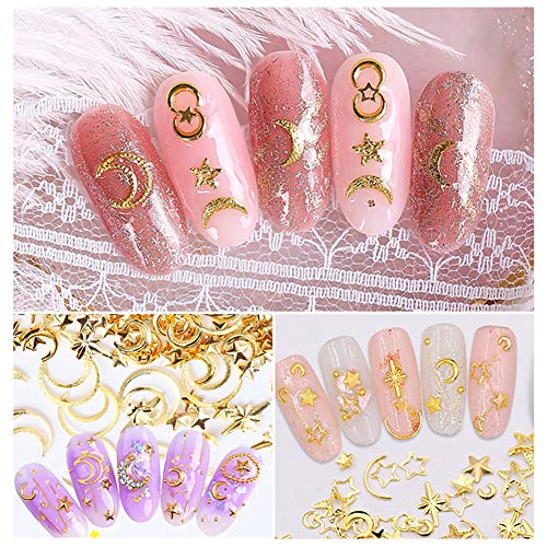 AKOAK 3D Star and Moon Alloy Nail Rivets #TOP18