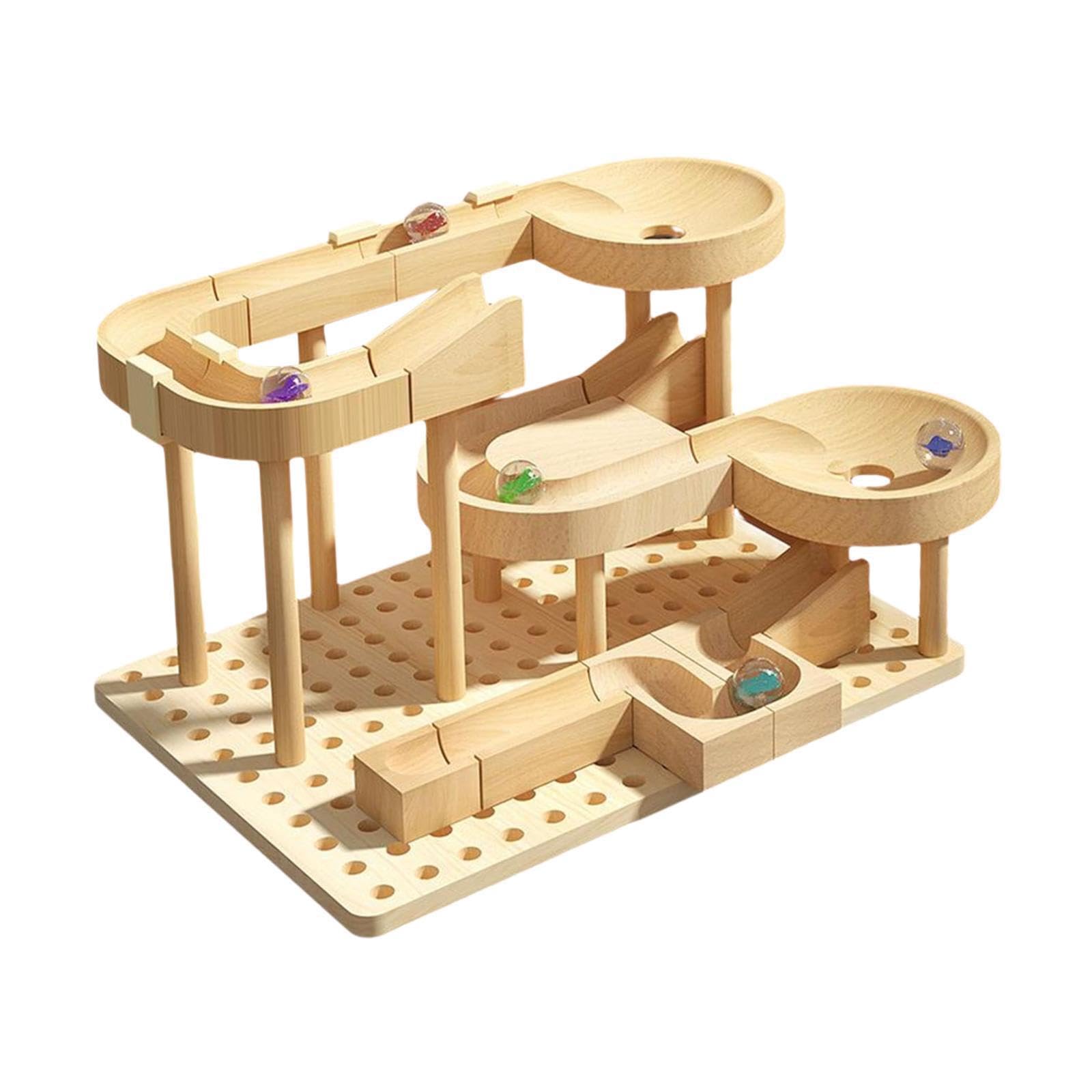 TUXCAXIl coinvolgente Giocattolo per biglie con Pista in Legno Fai da Te Libera l'immaginazione con esperienze pratiche. Gioco educativo Sicuro. Giocattolo