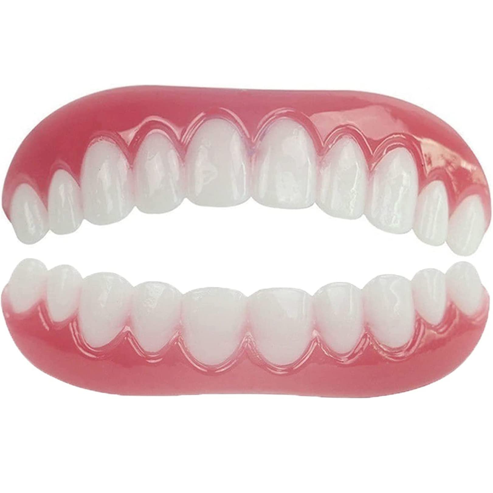 WoCOyo Dentures Cosmetic Veneer Whitening Temporary Prosthesis Teeth Reusable Top and Bottom False Teeth Detachable Silicone Dental Prostheses for Men Women,1pairs