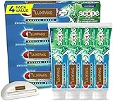 LUXPAKS Lot de 4 presse-agrumes compatibles avec le dentifrice Crest Complete Active Fresh + blanchissant et scope, 155,9 g