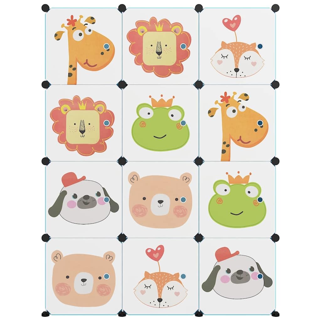Armadio modulare per bambini, 12 cubi, blu, 110 x 46,5 x 144 cm