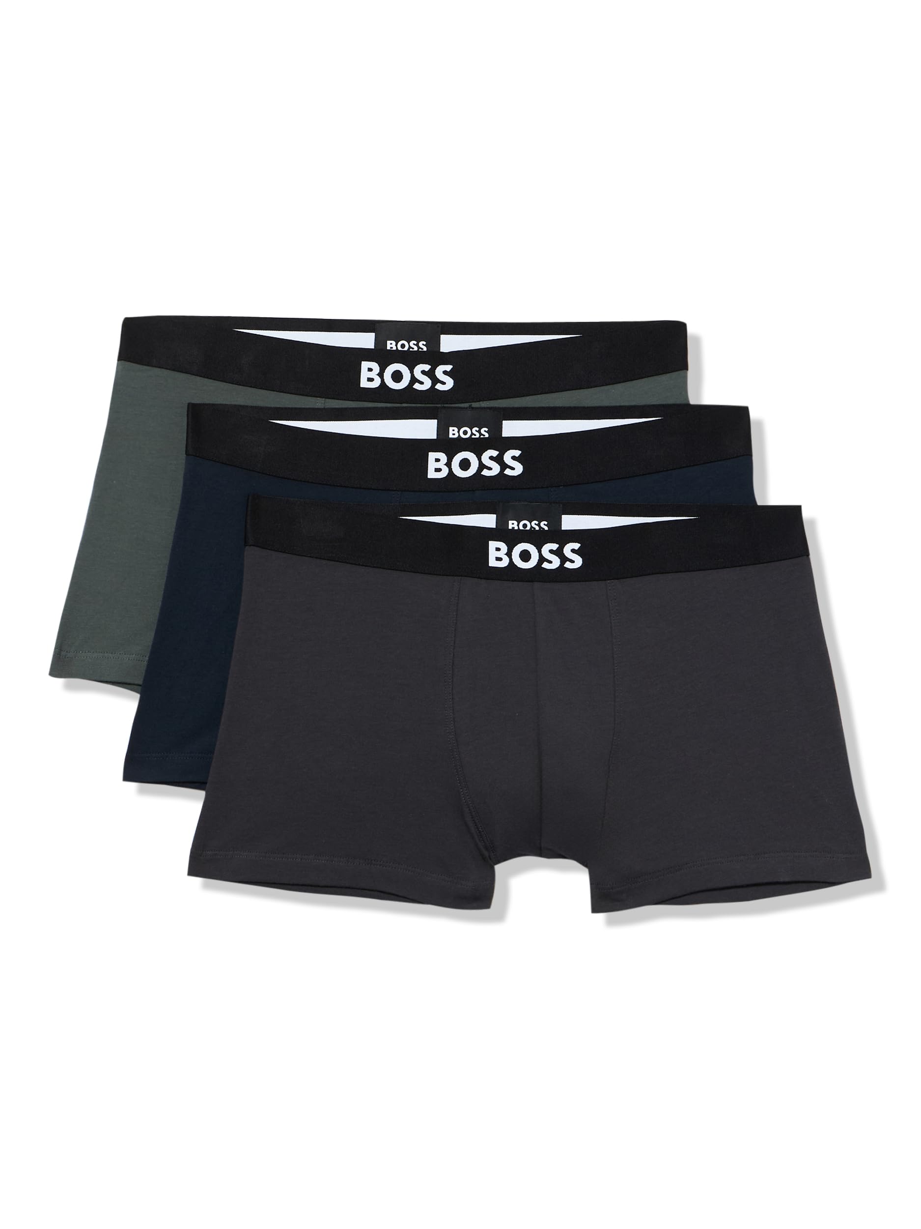 BOSS Men's 3-pack Logo Icon Trunks Large Charcoal/Olive/Navy
