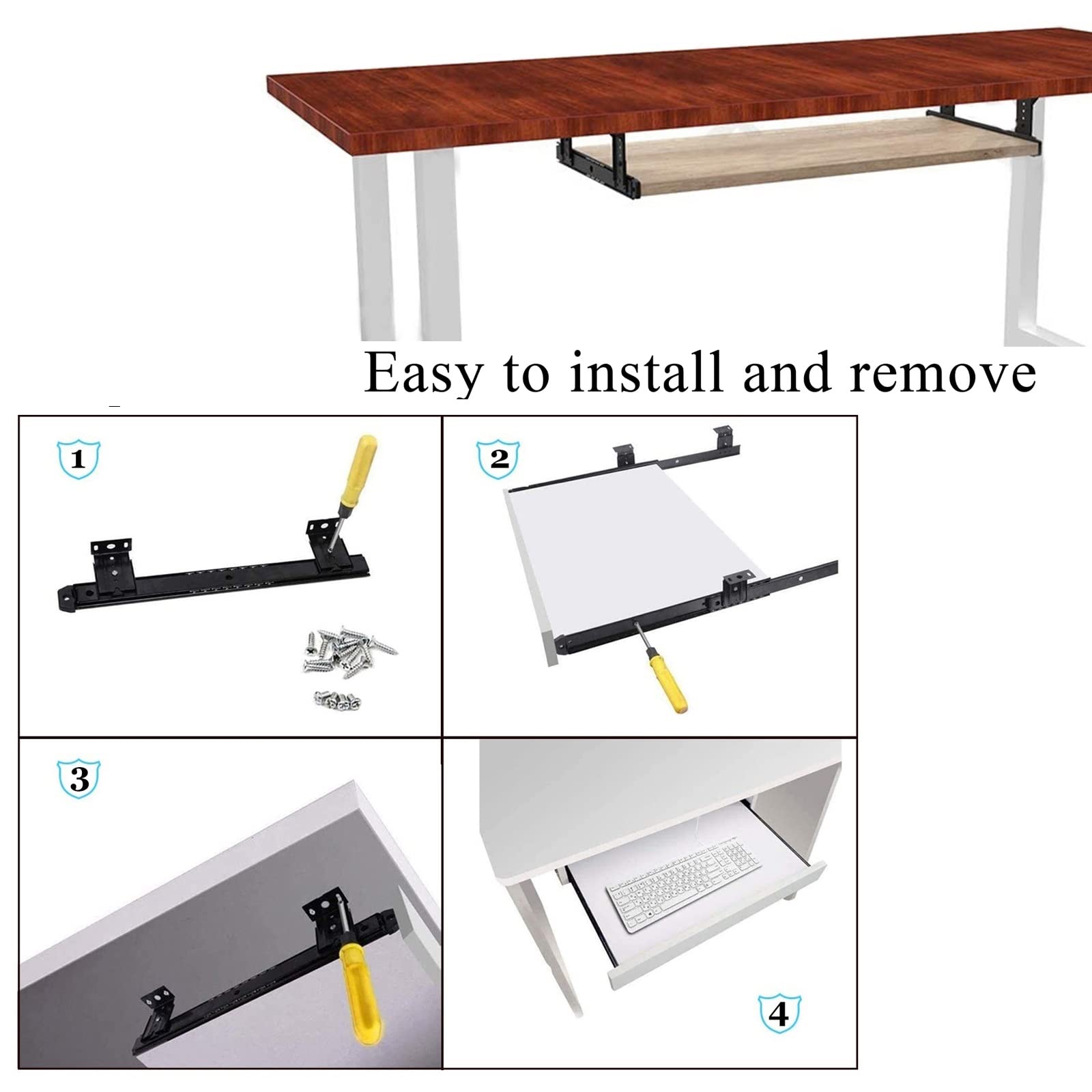 Bandeja ajustable para teclado debajo del escritorio, estante deslizante para teclado de 36 cm, color blanco, 54 cm de largo x 27 cm de ancho, diseño para ahorrar espacio y comodidad, perfecto para la