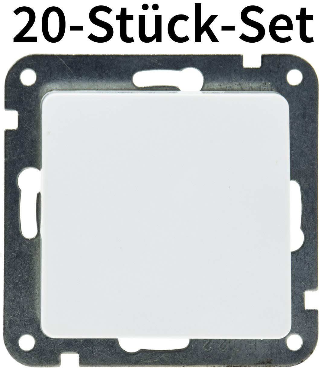 ChiliTec Wechsel-Schalter Delphi Lichtschalter, Weiß, 20 Stück | 230V, Unterputz, Steckklemme