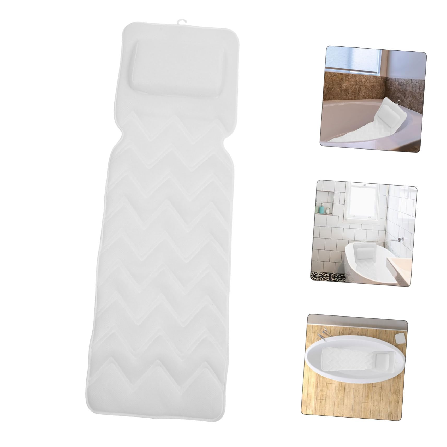 FRCOLOR Coussin de Bain 3D pour Baignoire, Support Tête et Cou, Polyester Blanc, Antidérapant et Facile à Installer, pour Spa et Voyage