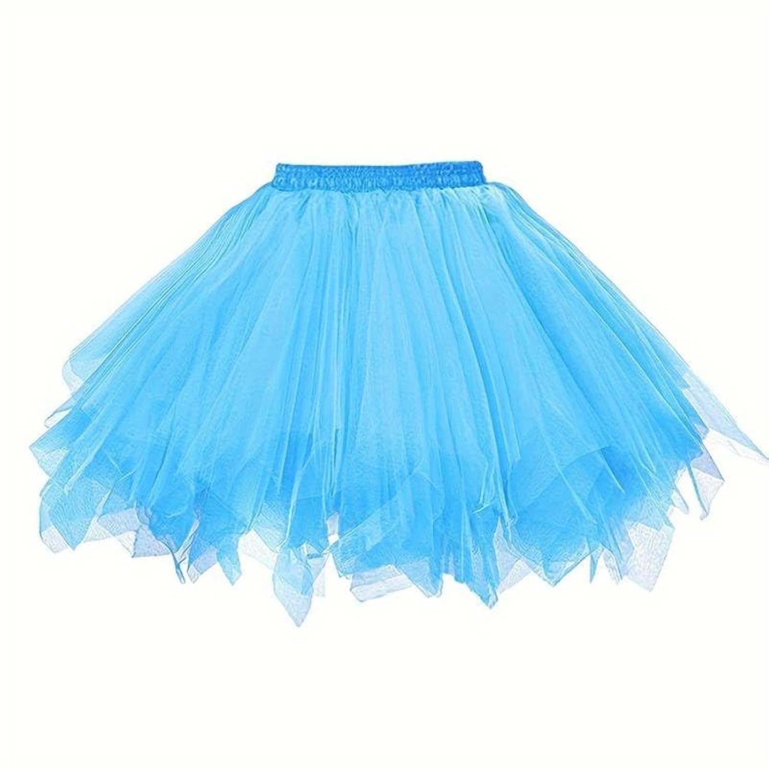 Boolavard Women's Light Blue Adult 80'S Tutu Skirt Layered Tulle Petticoat Halloween Tutu (Uk, Alpha, S, M, Regular, Regular, )
