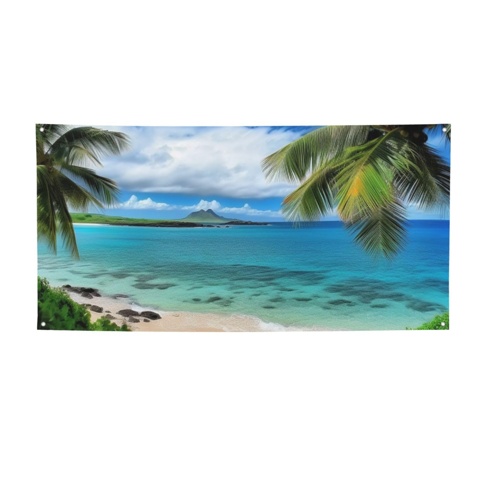Tropical Palm Tree Hawaii Beach Banner Party Decor Flag 47x24 inches Photography Backdrop Background Banner Decorations Birthday Party Photo Booth Flag Wall Decor Banners Sign Photo Props