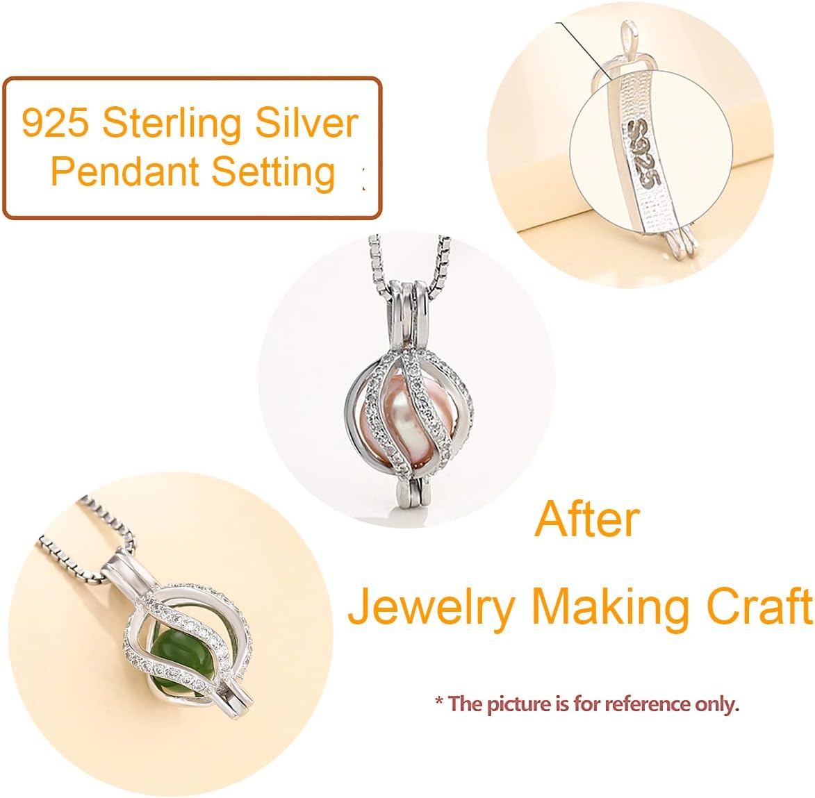 Solid 925 Silver CZ Ball Cage Charm for 4-8mm Pearls and Gemstone Pendant Setting Handmade Lockets Charm for Bracelet Necklace Craft - Image 4