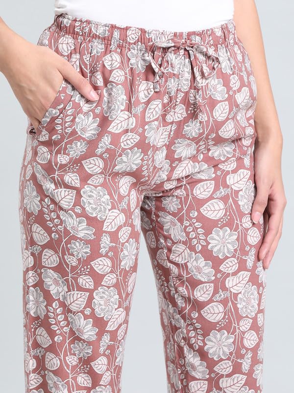 Image of GO COLORS Women Printed Woven Viscose Mid Rise Lounge Pants