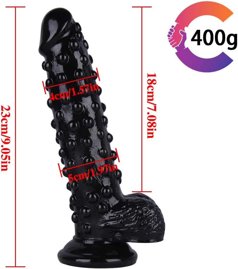 Realistic Dildo with Pellet Real Penis Anal Dildo Dildo with Strong Suction Cup G-Spot and Anal Stimulation Sex Toy for Men and Women(Black)