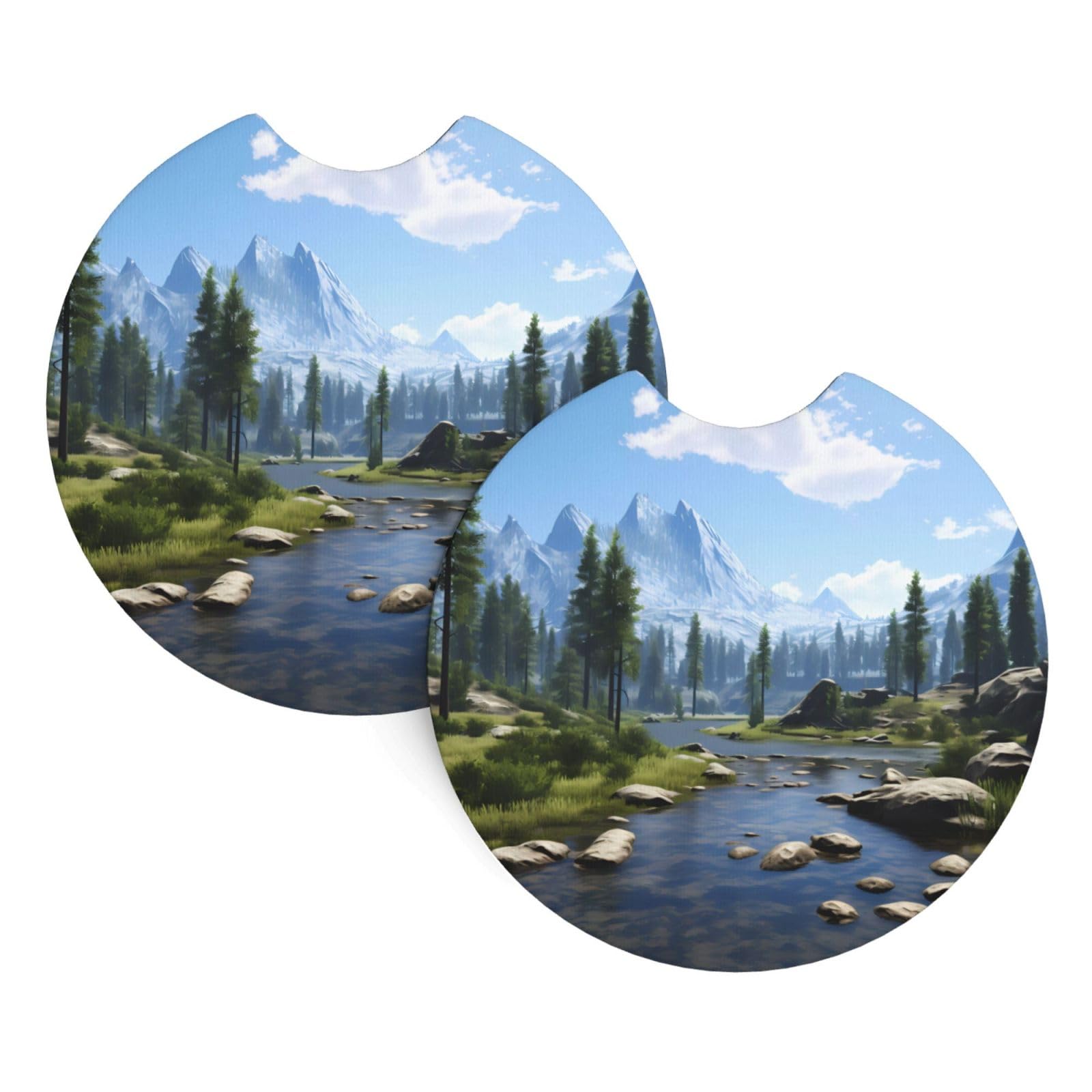 National Park Printing Car Coasters 2 Pack - Durable Waterproof, Odorless, Easy to- Interior Car Accessories for Women and Menon