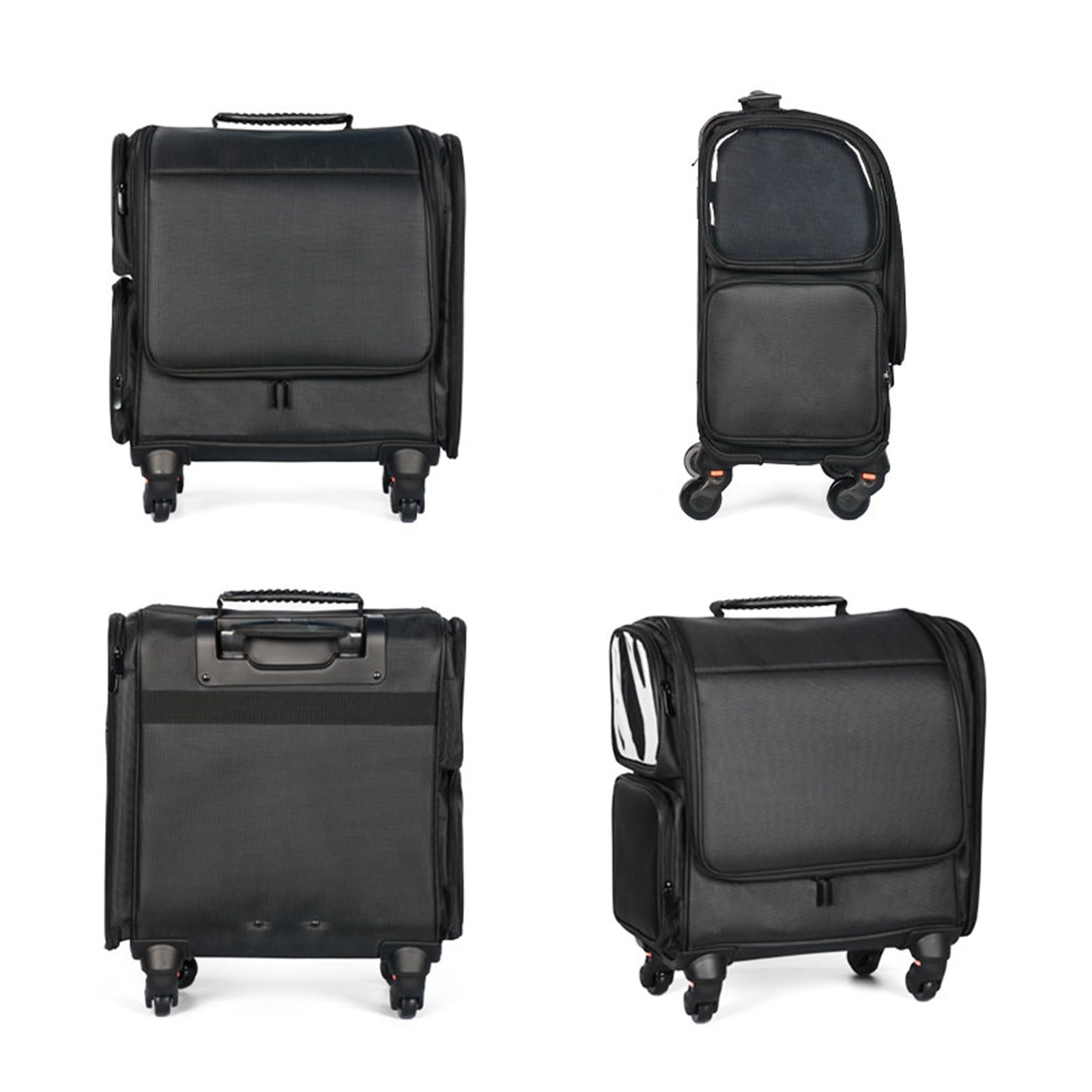 Trolley Porta Trucchi In Tessuto Oxford, Parrucchiere Bellezza Compongono Trolley Cosmetici Organizzatore,Trolley Professionale Con 4 Ruote, Nero