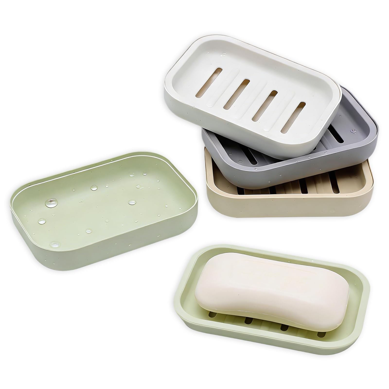 Porta Sapone 4PCS Portasaponetta Con Scolo Portasapone da Viaggio con Coperchio