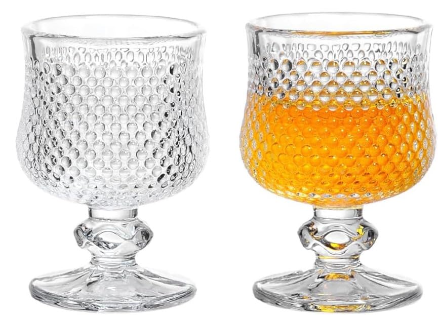 Crystal Brandy Glass, Red Wine Glass Set of 2, 190 ML Whiskey Sherry Brandy Port Cognac Snifter Glasses Handcraft Crystal Cup Great for Spirits Drink Bourbon Dessert Glasses