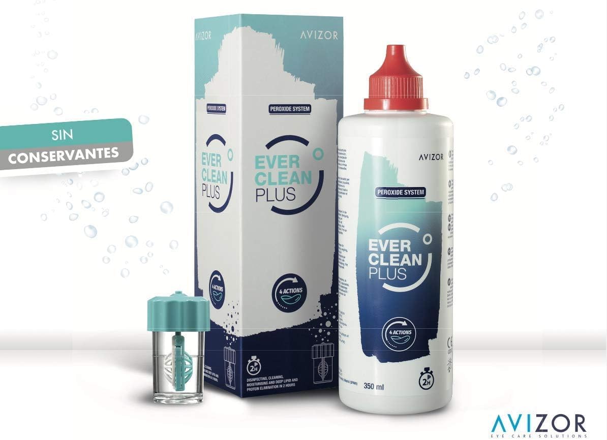 EverClean Plus 350ml + 45 comprimidos y Lacrifresh Ocu-Dry 0.30% 10ml - Solución de Limpieza y Gotas Lubricantes para Lentes de Contacto y Ojos Secos