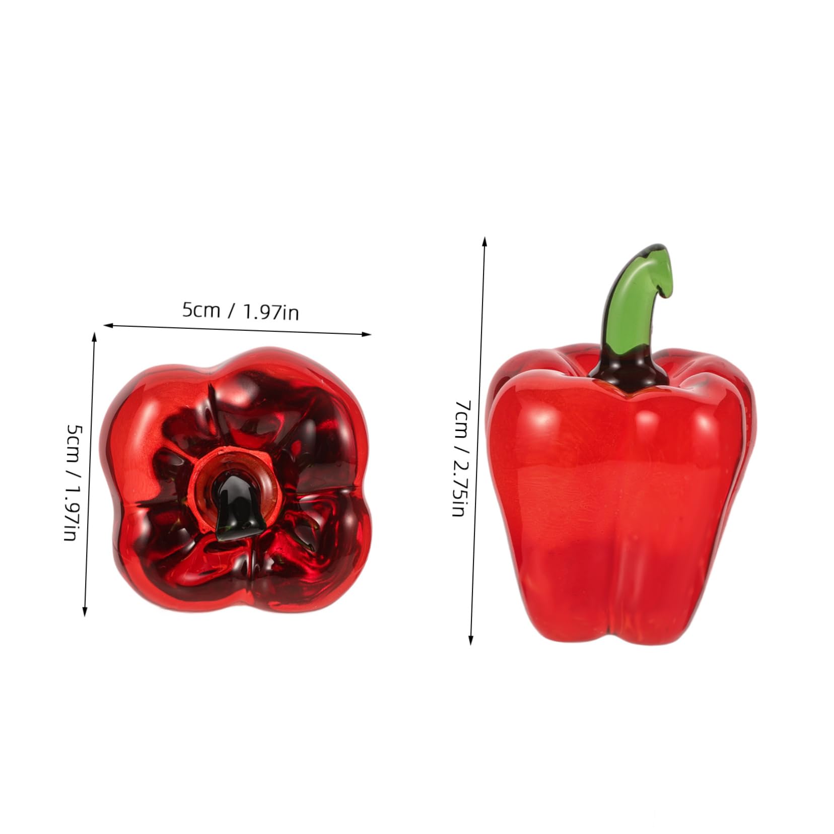 Garneck 5 Pz Ornamenti di di cristallo statua di peperoncino artificiale figurina di peperone peperoncino falso ornamento decorativo di peperoncino peperone di cristallo rosso