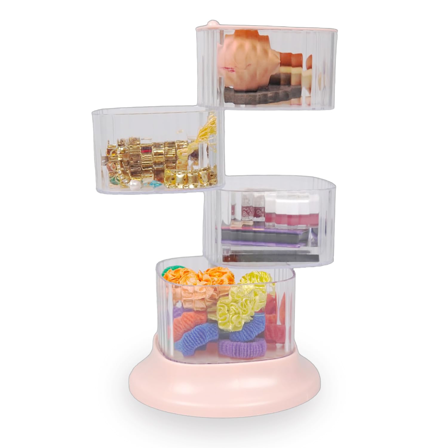 House of Quirk Rotatable Spice Pots 4 Grids Clear Seasoning Box Set, Salt Sugar Storage Container, Condiment Jars Acrylic Seasoning Box With Cover (Pink), Blue-Green