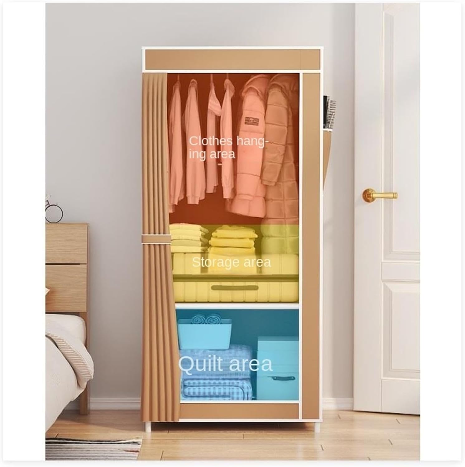 Portable Closet Portable Closet Wardrobe with Closet Clothes Organizer Portable Wardrobe Closet Bedroom Armoires(G)