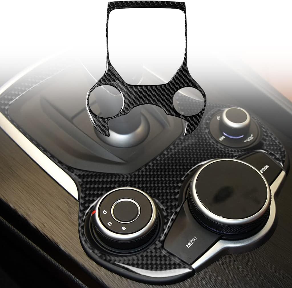 Car Carbon Fiber Accessories Shifter Panel Protective Cover Sticker Anti-Scratch Compatible with Alfa Romeo Giulia 2017 2018 2019