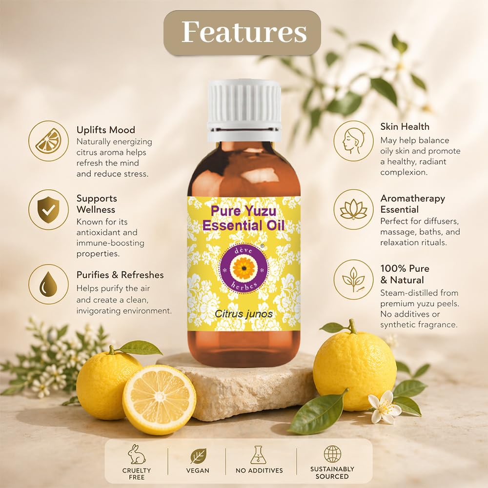 dève herbes Olio puro di Yuzu (Citrus Junos), grado terapeutico naturale 10 ml (9,4 g)