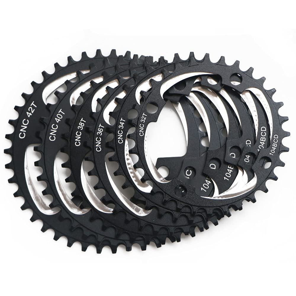 Platos para Bicicletas Rueda de Cadena Ancha Estrecha CNC for Bicicleta montaña 104 BCD 32T 34T 36T 38T 40T 42T Disco dentado Positivo Negativo único
