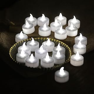 LED Tea Lights:24 Pack Battery Operated Tea Lights,Last Longer Realistic Tea Lights, Flickering Electric Tealights Candles, Flameless Tea Candles, Decoration for Christmas&Wedding (White)