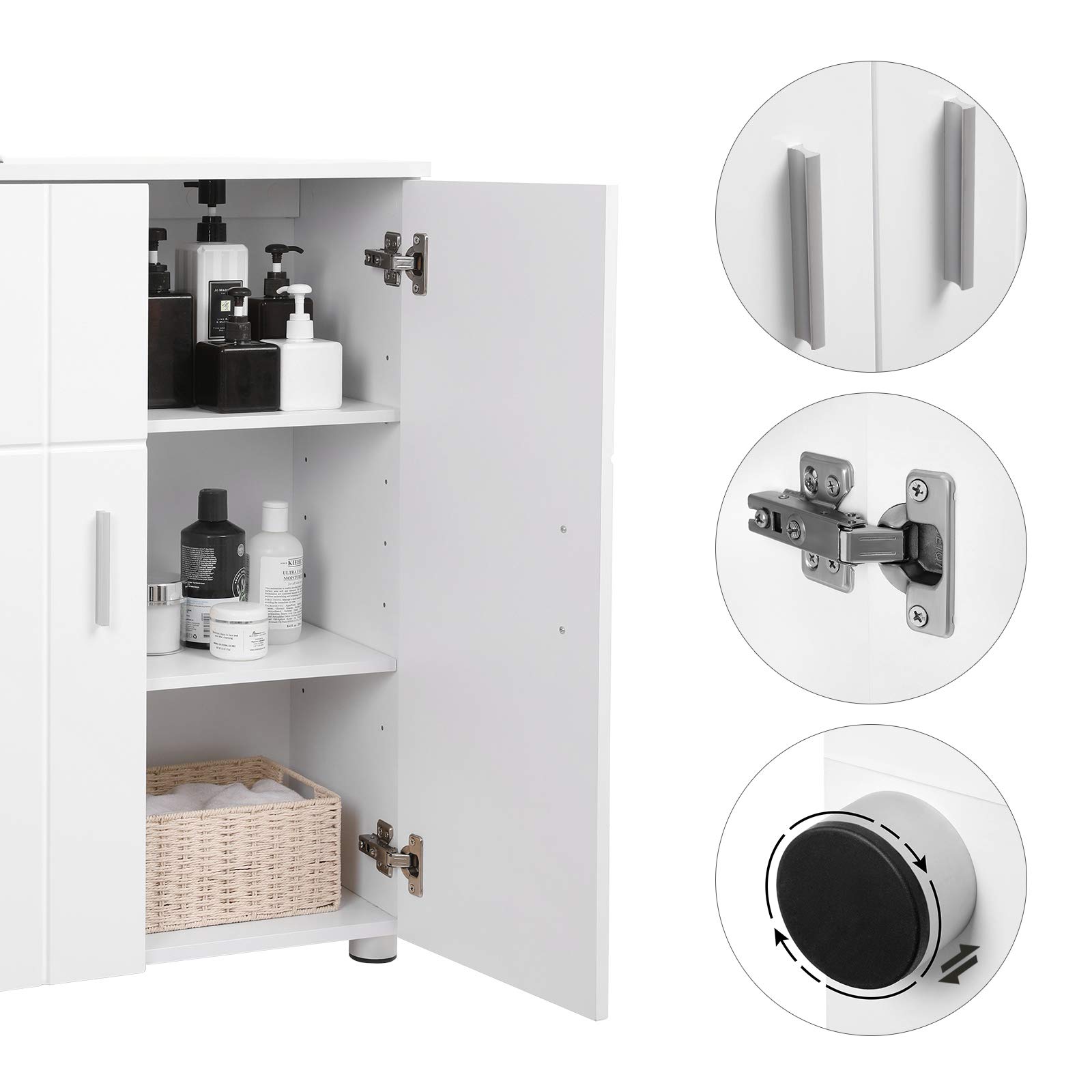 Badkamer kast badkamer kast dubbele deur badkamer kast verstelbare plank zacht slotscharnieren voor badkamer 60 x 30 x 63 cm witte