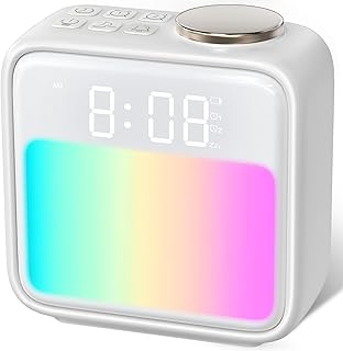 Alarm Clocks for Bedrooms Kids Teens Adults,Hatch Alarm Clock for Heavy Sleepers Adults,6 Wake up Sounds & Lights,Sleep Aid,10 Colors Night Light,Dynamic RGB Color, Dual Alarm, Snooze,