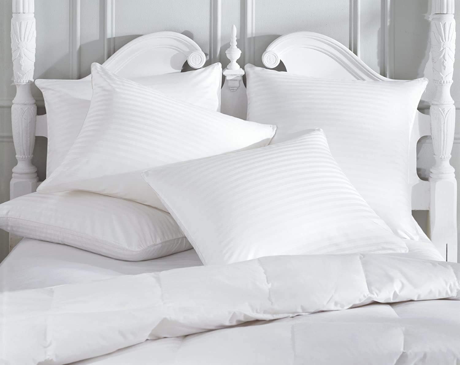 KingtexPack Of 2 Soft Stripe Hotel Pillow Microfibre White 75X50Centimeter, Pp111301.01, 50X75 cm