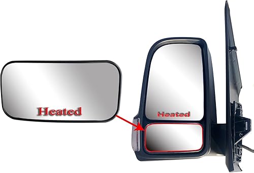 Miniatura 6 de LONGLING Reemplazo del lado del conductor de la puerta del lado del conductor izquierdo, espejo principal con calefacción con placa trasera para