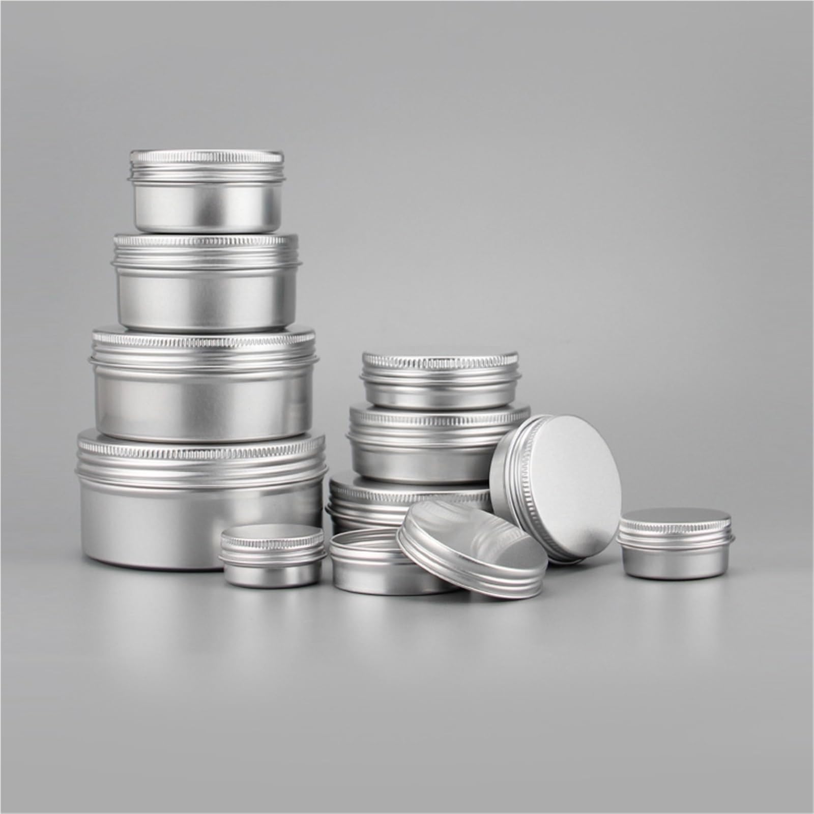 Metallboxen mit Deckel 20/50/100 Stück 5–250 ml Aluminiumdosen, Lippenbalsamdosen, 60 Tee-Aufbewahrungstöpfe, Make-up-Reisebehälter, nachfüllbare Flaschen, Dosen(150ml,100pcs)